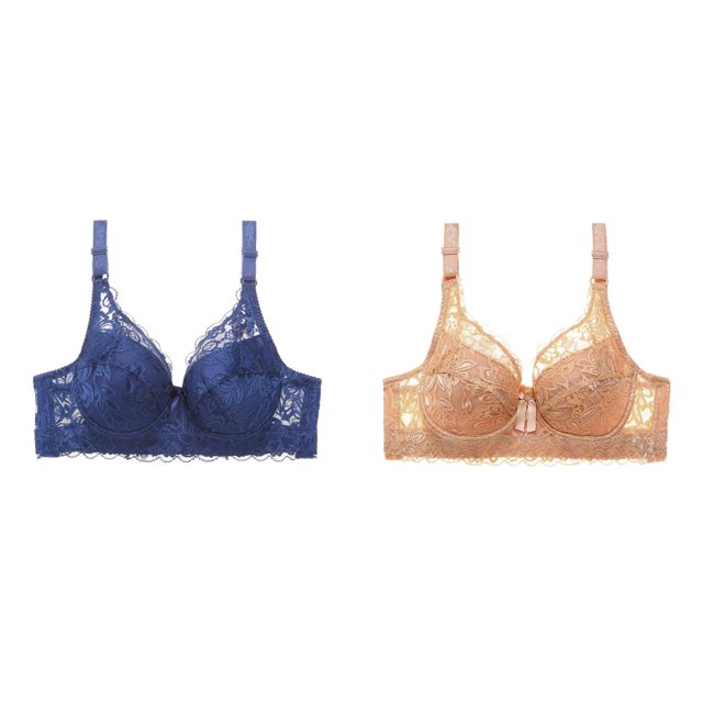 (2-Pack) Rinsvye Womens Lace Bra With Padded Cups Enhancement Push Up Bra For Natural Lift And Comfort Everyday Wear