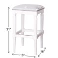 thumbnail image 4 of Banqueta de Bar New Ridge 79 cm Altura Blanca Tapizada Estilo Campestre, 4 of 5