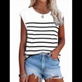 thumbnail image 2 of Tops de Mujer Elegantes e Informales de Verano A Rayas, Tops de Corta con Bloques de Color, Corte Holgado, S, 2 of 9