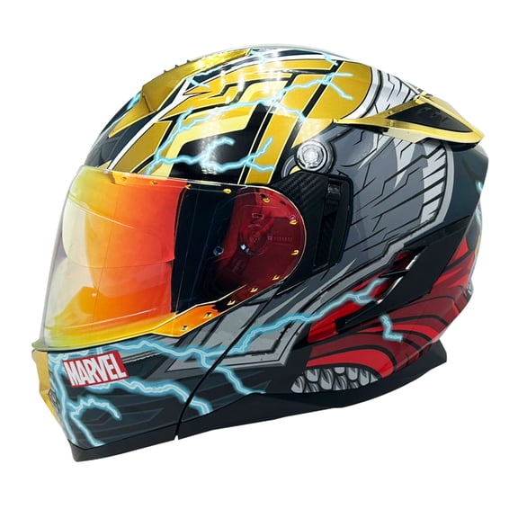 Casco Para Moto Marvel Thor Abatible EDGE X5A Certificado M