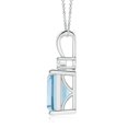 thumbnail image 2 of ANGARA Natural 3 ct Aquamarine Solitaire Pendant with Diamond in 14K White Gold for Women (Size-10x8mm) | March Birthstone, Anniversary, Jewelry Gift for Women | Natural Aquamarine Necklace, 2 of 8