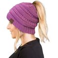 thumbnail image 1 of GHSDFBB Ponytail Messy Bun BeanieTail Women's Beanie Solid Ribbed Hat Cap, 1 of 6