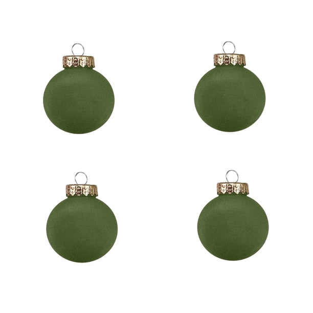 SHENGXINY Bolas Navideñas Decorativas (4 piezas) Bolas Flocadas para Adornos de Árbol de Navidad Bolas de Plástico Irrompibles Adornos Navideños Colgantes de Terciopelo para Decoración Navideña Verde