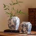 thumbnail image 3 of Blue and White Porcelain Floral Vase, 3 of 11