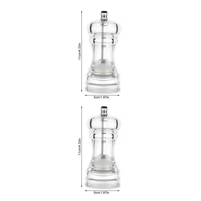 Toystoory Molinillos de pimienta transparentes, máquina trituradora, herramientas de molienda de núcleo de cerámica, recipientes para Transparente 4 pulgadas 2Conjunto