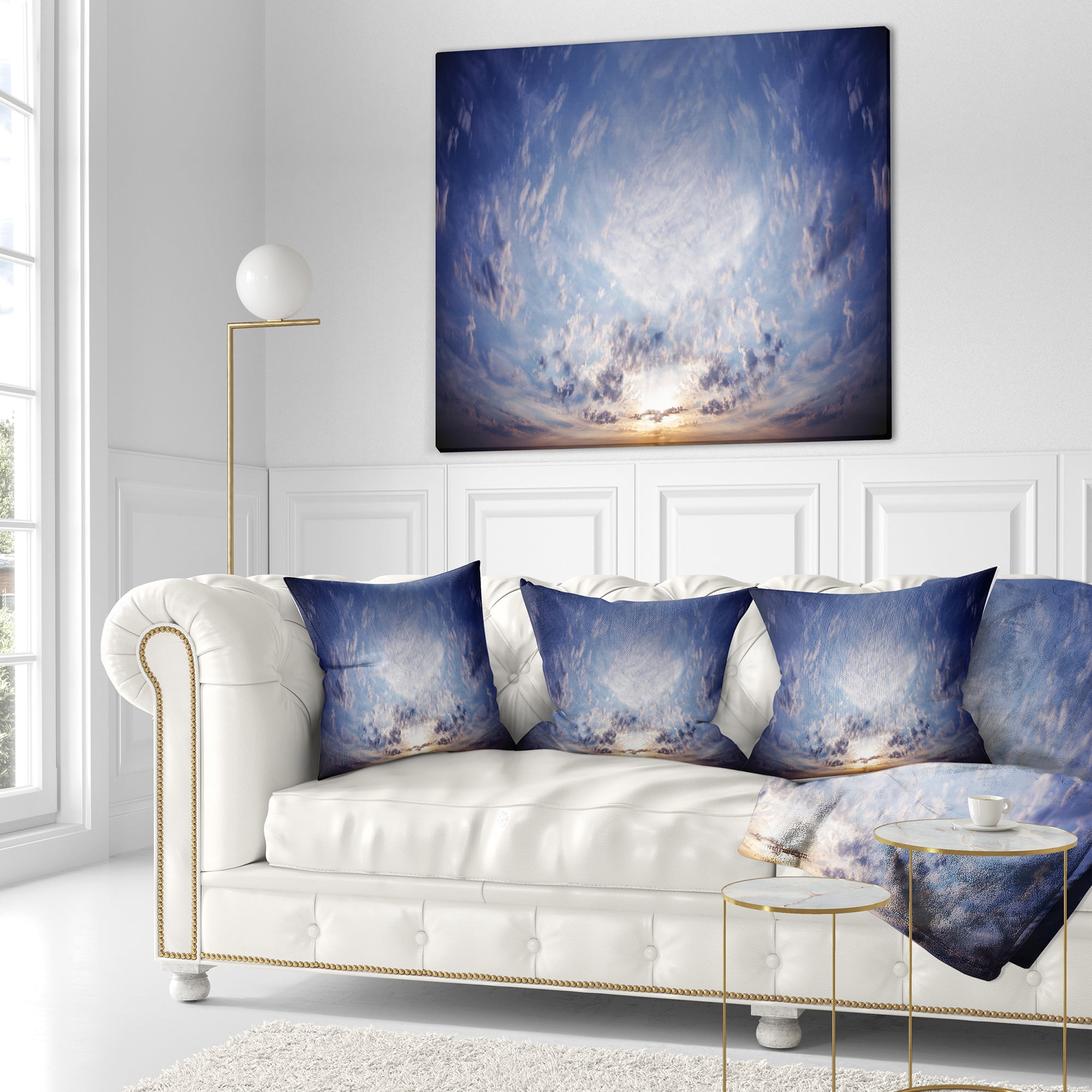 Designart Blue Celestial Landscape - Photography Throw Pillow - 18x18
