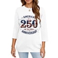 thumbnail image 4 of Womens 4th of July Shirts Loose 3/4 Sleeve Red White and Blue Print Tshirts Crew Neck Independence Day Celebration Party Tunic Tops USA 250th Anniversary Patriotic 1776-2026 Blouses, 3XL, 4 of 5