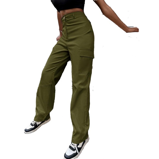 Casual Plain Cargo Pants Army Green Women's Pants (Women's)