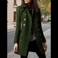 thumbnail image 4 of Abrigo Cruzado de Invierno para Mujer, Elegante Abrigo Tipo Gabardina de Mezcla de Larga con Cuello de Solapa y Botones Verde S, 4 of 6