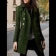 thumbnail image 4 of Abrigo Cruzado de Invierno para Mujer, Elegante Abrigo Tipo Gabardina de Mezcla de Larga con Cuello de Solapa y Botones Verde L, 4 of 6