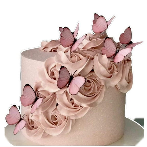 Pink Edible Wafer Butterflies