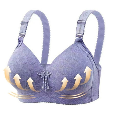 Crunowin Women s Push up Bras Plus Size Underwire  Full Coverage Support Daily Bra Blue M