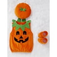 thumbnail image 3 of Inevnen Infant Baby Girl Boy Halloween Clothes Pumpkin Bodysuit Sleeveless Ruffle Romper Outfits, 3 of 9