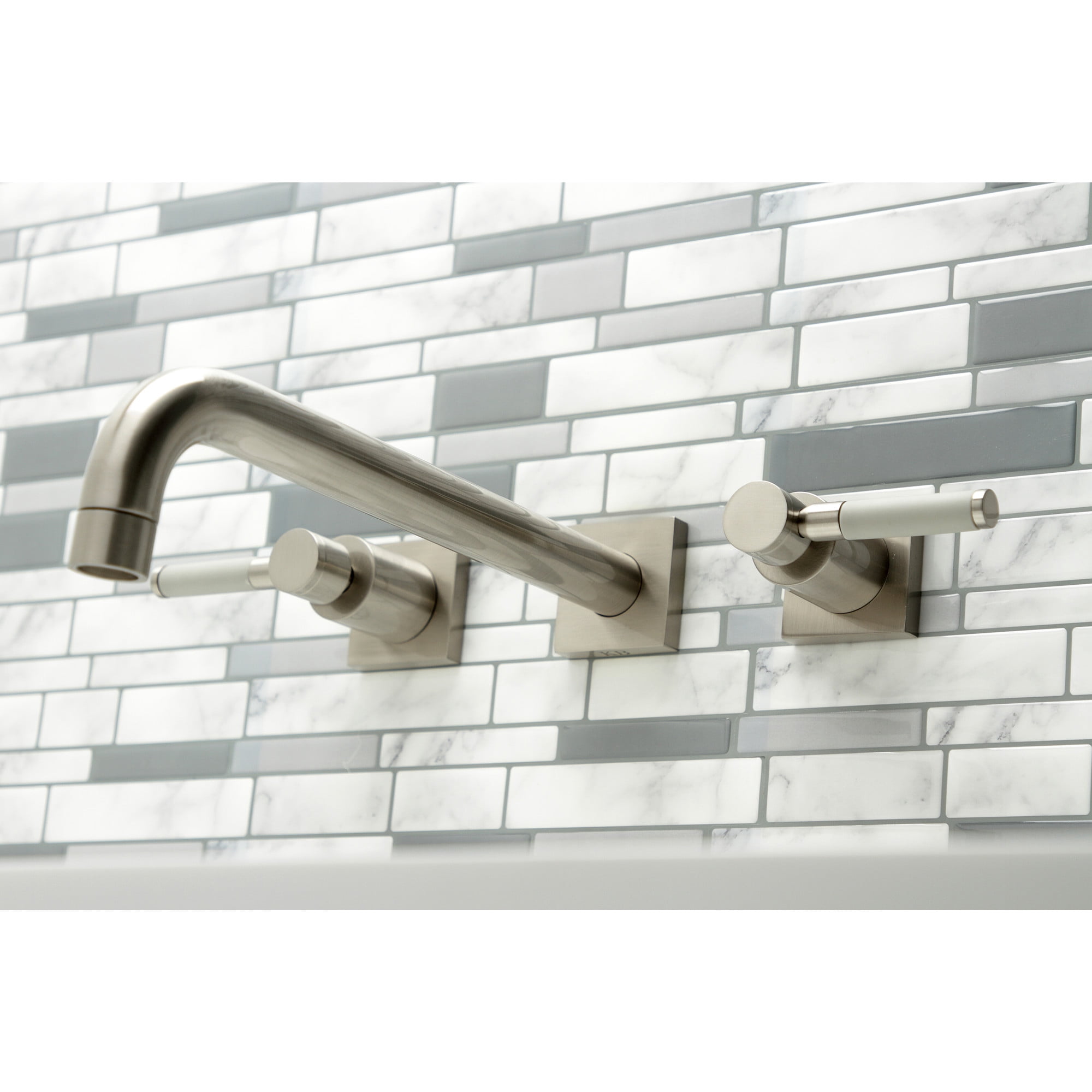 Kingston Brass KS6058DKL Kaiser Two-Handle Wall Mount Roman Tub Faucet, Brushed Nickel
