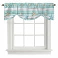 thumbnail image 2 of Summer Beach Theme Tie Up Valances Curtain, Adjustable Kitchen Teal and White Wood Grain Beige Starfish Valances for Windows Decor, Rod Pocket Short Curtains Set for Bedroom/Bathroom, 42"x12", 2 of 9