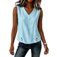 thumbnail image 5 of Sheghy Tank Tops for Women 100%Cotton Women's Solid Color V-neck Sleeveless Button Casual Cotton and Linen Top, 5 of 6
