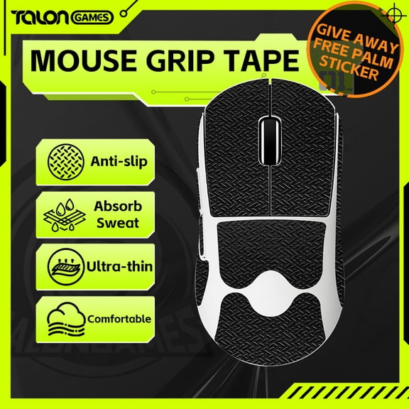 TALONGAMES For Logitech G Pro X Superlight 2C/ GPW4 Grip Tape - Lizard Skin Texture, Anti-Slip & Sweat Absorption, Black