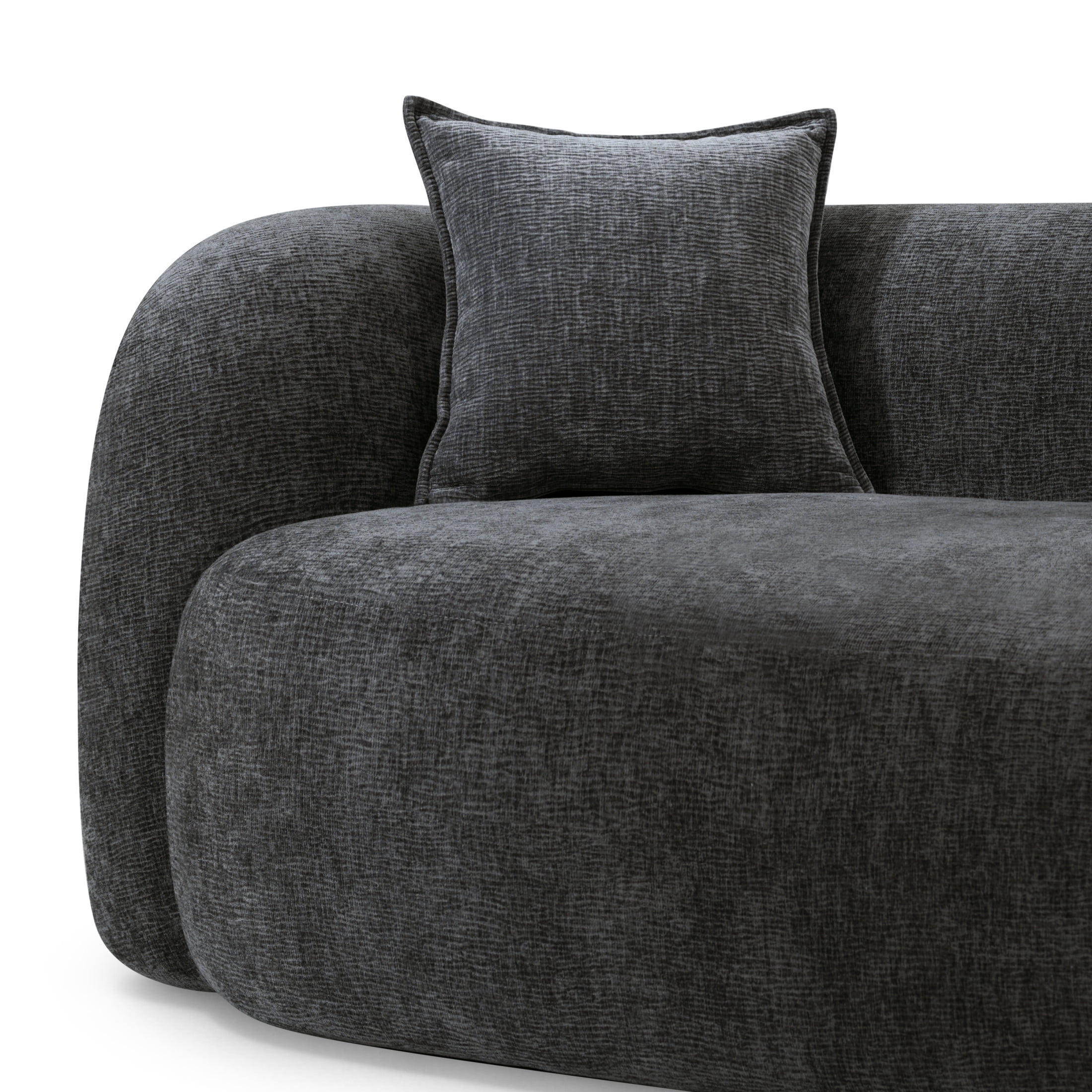 Christopher Knight Home 128" Modern Curved L-Shaped Chenille Sectional Sofa with Chaise, Charcoal Gray
