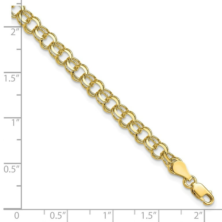 Primal Gold 10 Karat Yellow Gold Solid Double Link Charm Bracelet