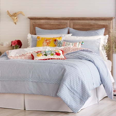 The Pioneer Woman Ticking Stripe Duvet Cover Full Queen Blue