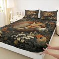 thumbnail image 5 of Erosebridal Fox Queen Sheets, Dark Botanical Queen Sheet Sets, 4 Pieces 1 Flat Sheet 1 Fitted Sheet and 2 Pillowcases, 5 of 6