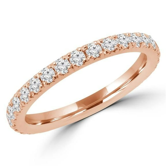 MD170310-4.5 0.66 CTW Round Diamond Semi-Eternity Wedding Band Ring in 14K Rose Gold - Size 4.5