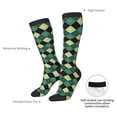 thumbnail image 4 of Xecao Green Squares print thigh-high socks, crafted for both men and women with a stretchy, high-opaque design perfect for daily wear, 4 of 6