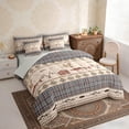 thumbnail image 3 of Erosebridal Hunting and Fishing Twin Bedding Sets, Pike Fish Mallard Duck Bedding Comforter Set, Blue Brown Lodge Cabin Decor, Gray Reversible 7pcs, 3 of 6