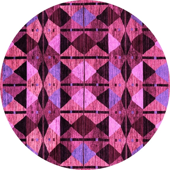 Ahgly Company Indoor Round Oriental Pink Modern Area Rugs, 5' Round