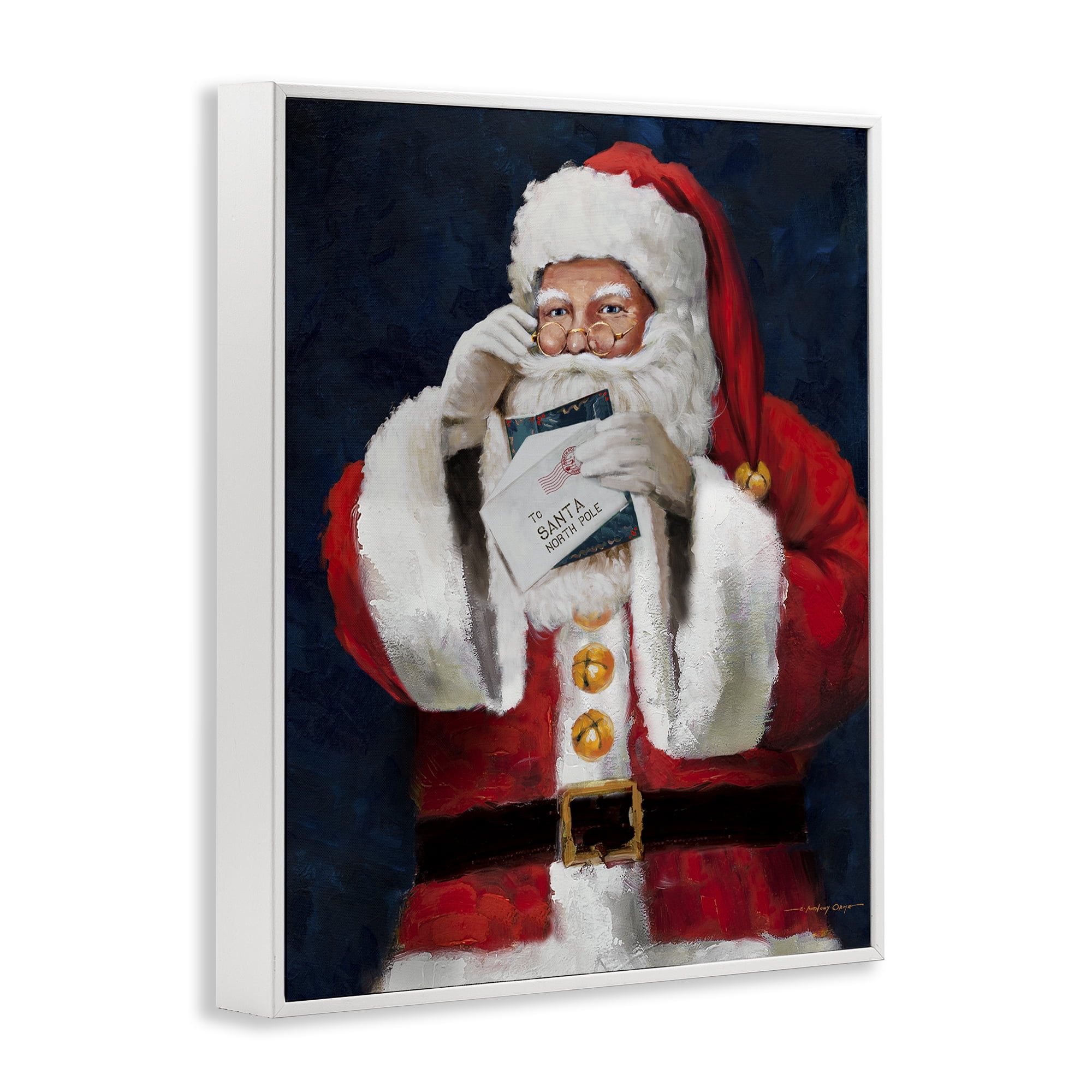 Stupell Industries Santa & Christmas Mail Holiday Painting White Framed Art Prints Wall Art, 11 x 14