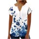 thumbnail image 1 of V Cuello Manga Corta Tops para Mujeres Moda Verano Plegado Sexy Impreso Botón Regular, Poliéster, 1 of 5