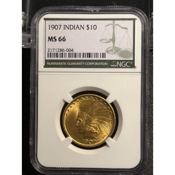 Collectible 1907 Gold Eagles $10 Indian Head NGC MS-66