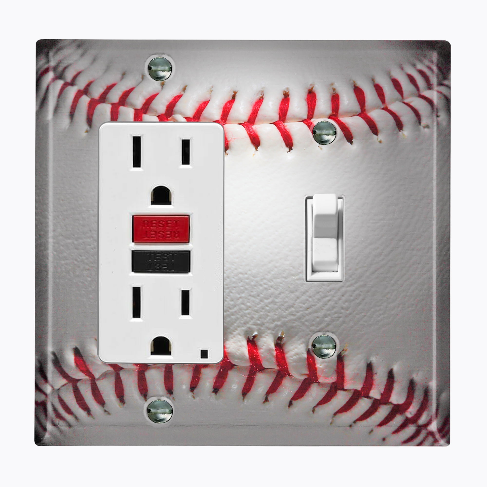 Metal Light Switch Plate Outlet Cover Baseball Single Rocker Single Toggle Walmart Com Walmart Com