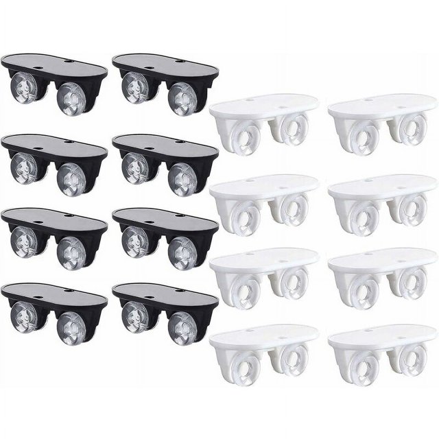 16 Piezas Ruedas Rodantes para Bote de Basura Muebles Caja de Almacenamiento Unidireccional Polea Resistente al Desgaste Silencioso, para Macetas, Calentadores Pequeños, Etc.—Negro + Blanco