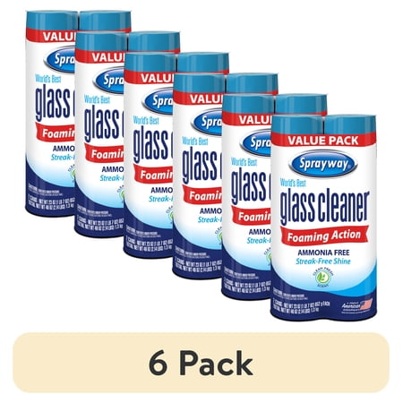 (6 pack) Sprayway Glass Cleaner Foaming Aerosol Spray, 19 oz, 2-Pack, Ammonia-Free, Streak-Free Shine
