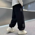 thumbnail image 6 of Xdegoge Boy's Fleece Lined Sweatpants Warm Winter Joggers Side Letter Gray Black Oversized Comfortable Sport Pants, 6 of 8