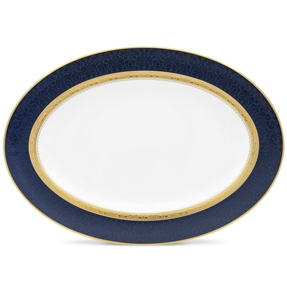 Noritake Odessa Cobalt Gold Medium Oval Platter
