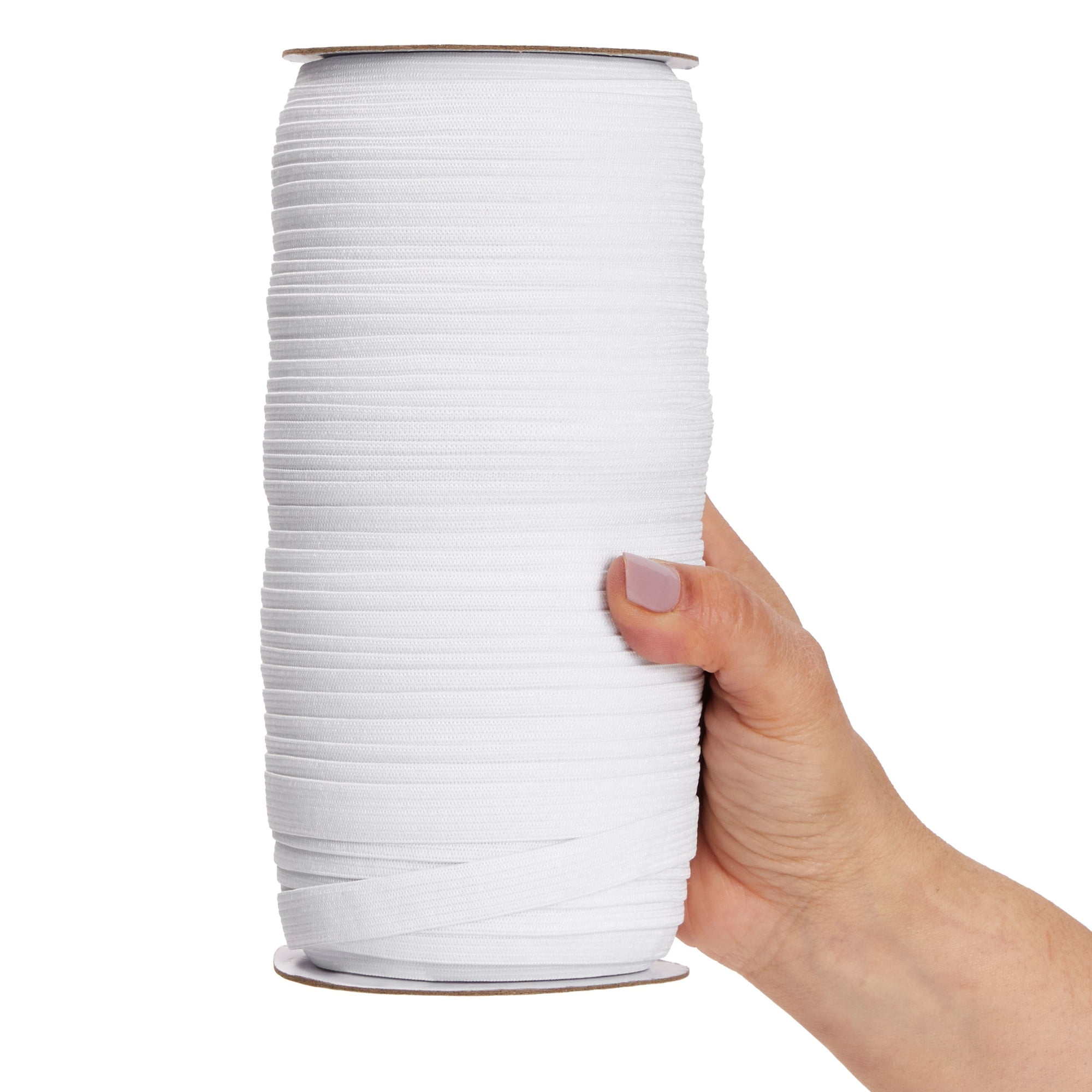 HANFINEE 1-1/2 inch Wide Sew on Elastic Band Knitted Elastic with Heavy Stretch for Sewing Crafts DIY,Waistband,Bedspread,Cuff (White,15 Yards)