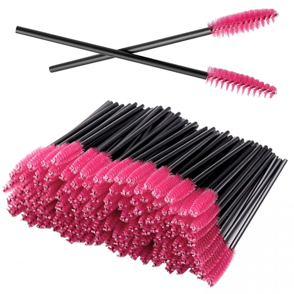 RAGUPEL 100Pcs Disposable Eyelash Mascara Brushes for Eye Lashes Extension Eyebrow and Makeup (Rose)