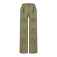 thumbnail image 5 of Womens Low Rise Cargo Pants Relaxed Fit Straight Wide Leg Y2K Fashion Solid Color Boyfriend Cargo Trousers Streetwear, 5 of 7