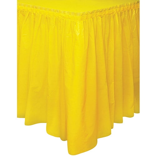14-Feet Touch of Color Easy Stick Plastic Table Skirt yellow 