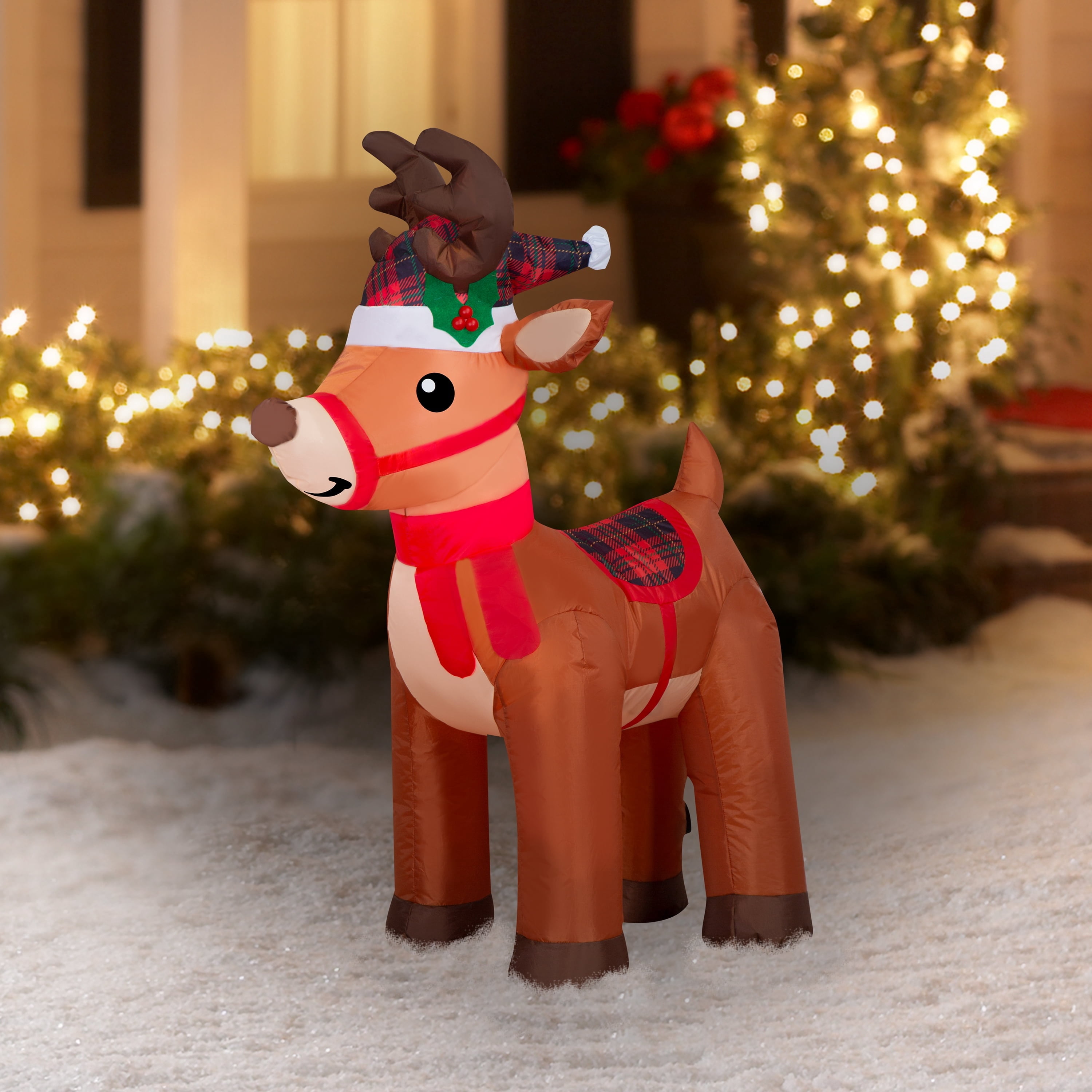 Multicolor Reindeer Christmas Airblown Yard Inflatable, 4', by Holiday Time