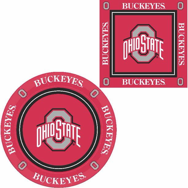 Ohio State Buckeyes Napkins and Plates Combo 64 pieces (Serves 32)
