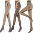 thumbnail image 2 of Up to 65% off!Socks for Women Fashion Fake Translucent Warm Fleece Pantyhose Solid Coffee, 2 of 4