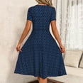thumbnail image 6 of FRSASU Spring Summer Dresses for Women Short Sleeve Casual V Neck Button Midi Dress Bohemian A Line Fashion Slim Fit Clothes Navy, 6 of 7