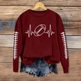 thumbnail image 4 of Womens Graphic Sweatshirts Crewneck Game Day Sweatshirt Women Plus Size Long Sleeve Casual Loose Pullover Tops (Wine S), 4 of 4