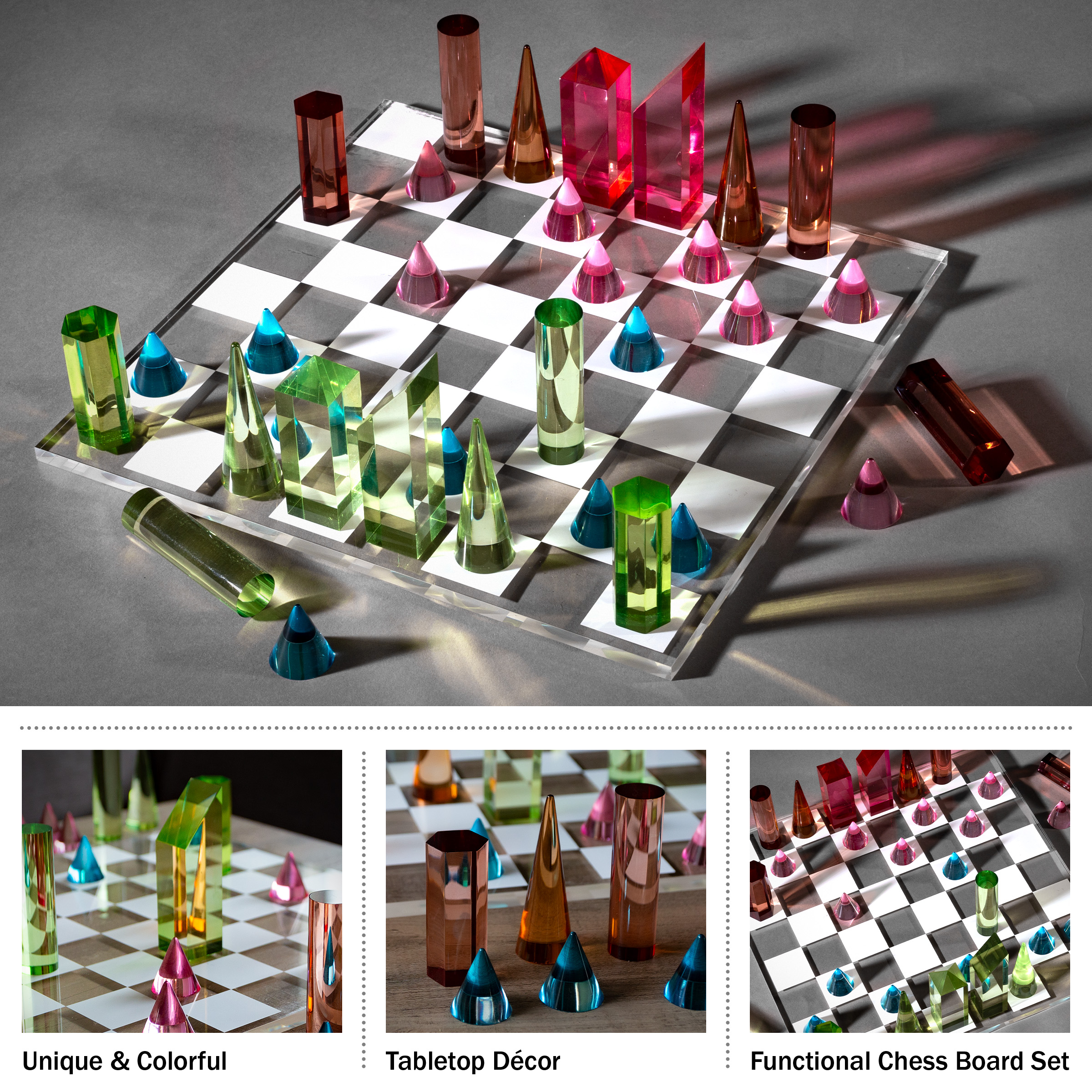 Trademark Games Modern Acrylic Chess Set, 32 Pieces photo 3