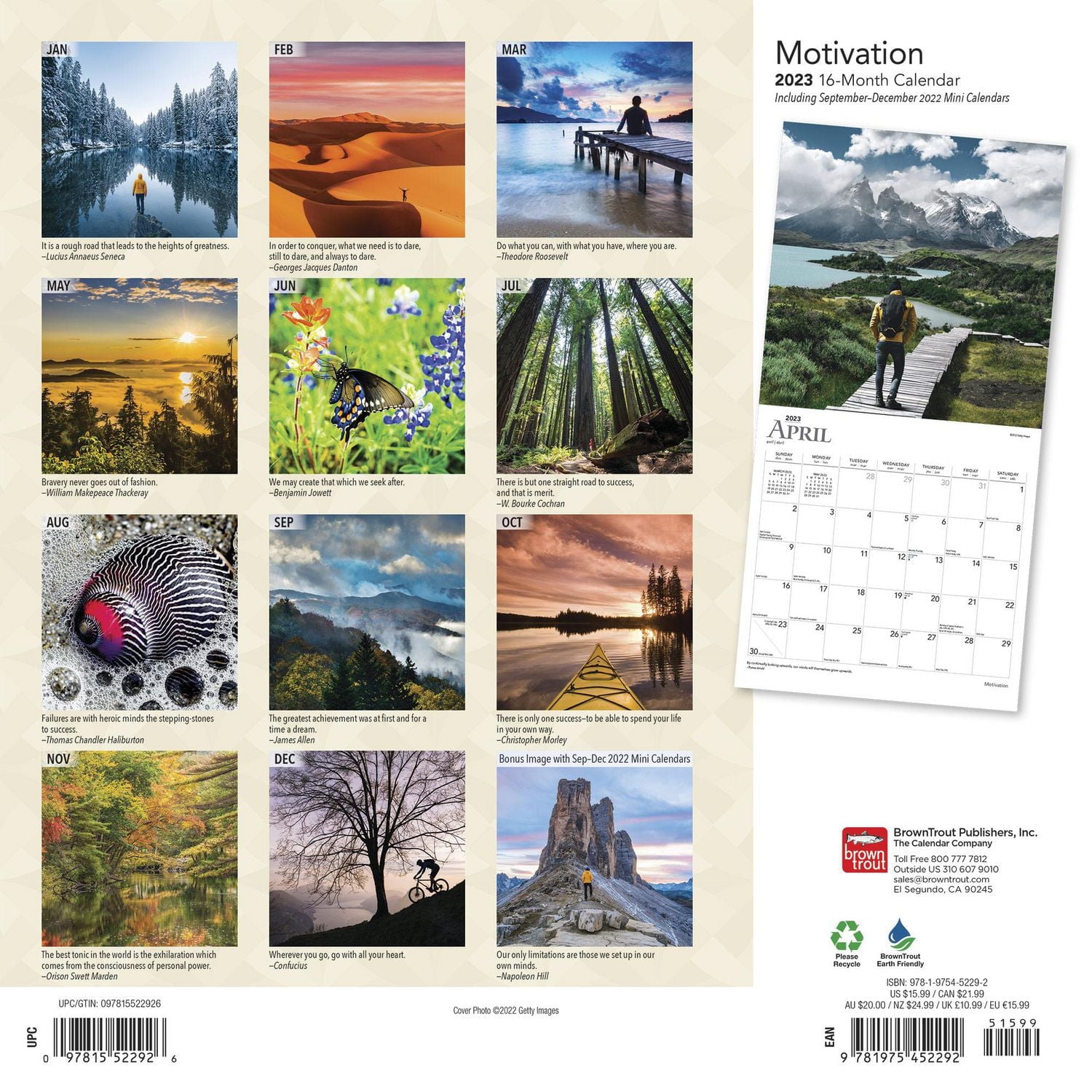 Motivation | 2023 12x24 Inch Square Wall Calendar