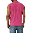 thumbnail image 4 of Mens Cotton Sleeveless Tank Tops Casual Fashion Crewneck Muscle Gym Tank Tops Summer Quick Dry Pure Color Beach Tank Top Hot Pink 2XL, 4 of 5