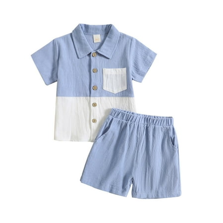 

Toddler Baby Boys Clothes Outfits Cute Kids Set Girls Short Sleeve Summer Gentleman Tops Hawaii Beach Holiday Patchwork Shirts T Shirt Shorts Casual Playwear Suits Blue 6-12 Months